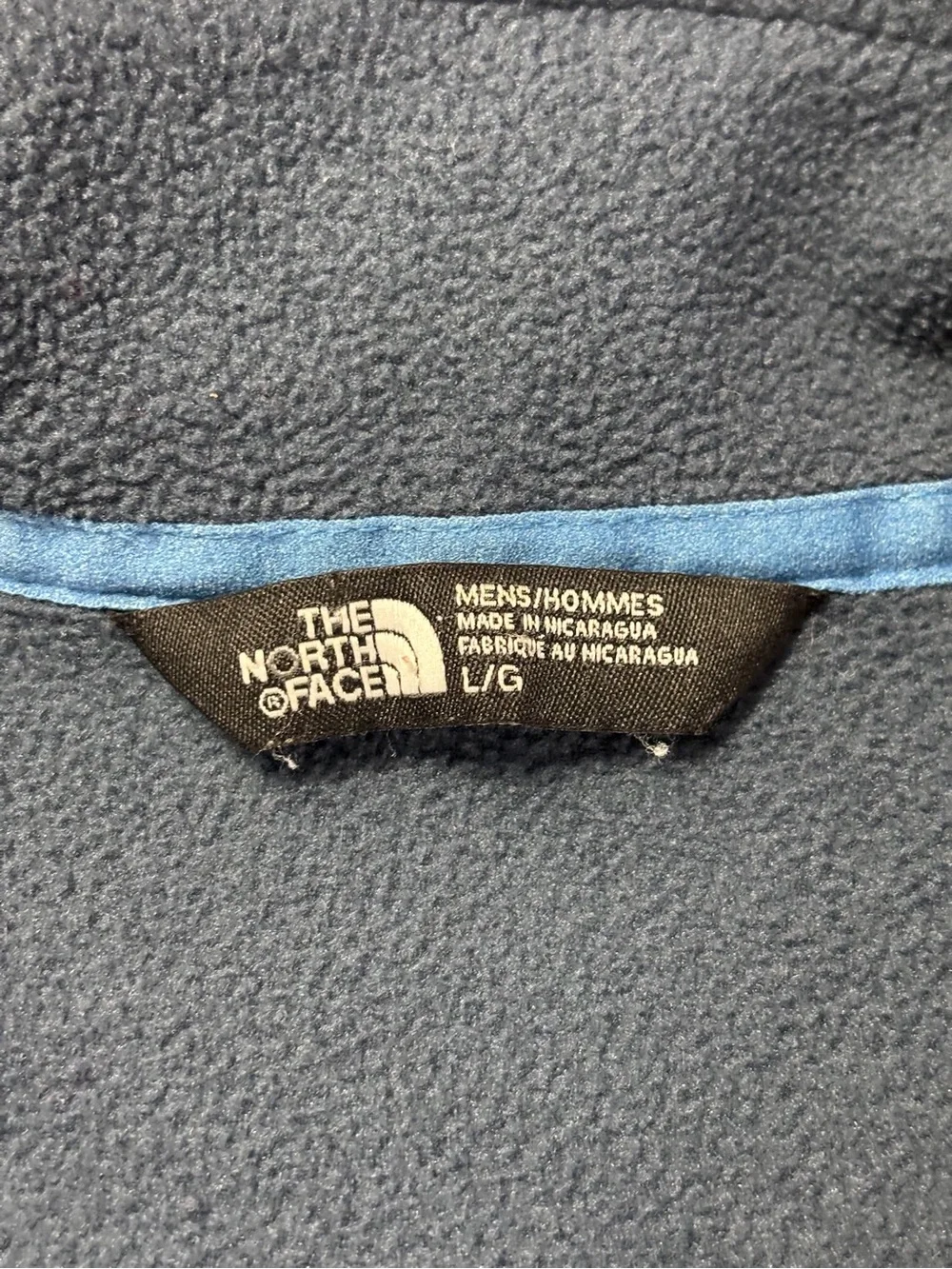 The North Face Men's Blue Full-Zip Fleece Jacket with Light Blue Logo Size Large